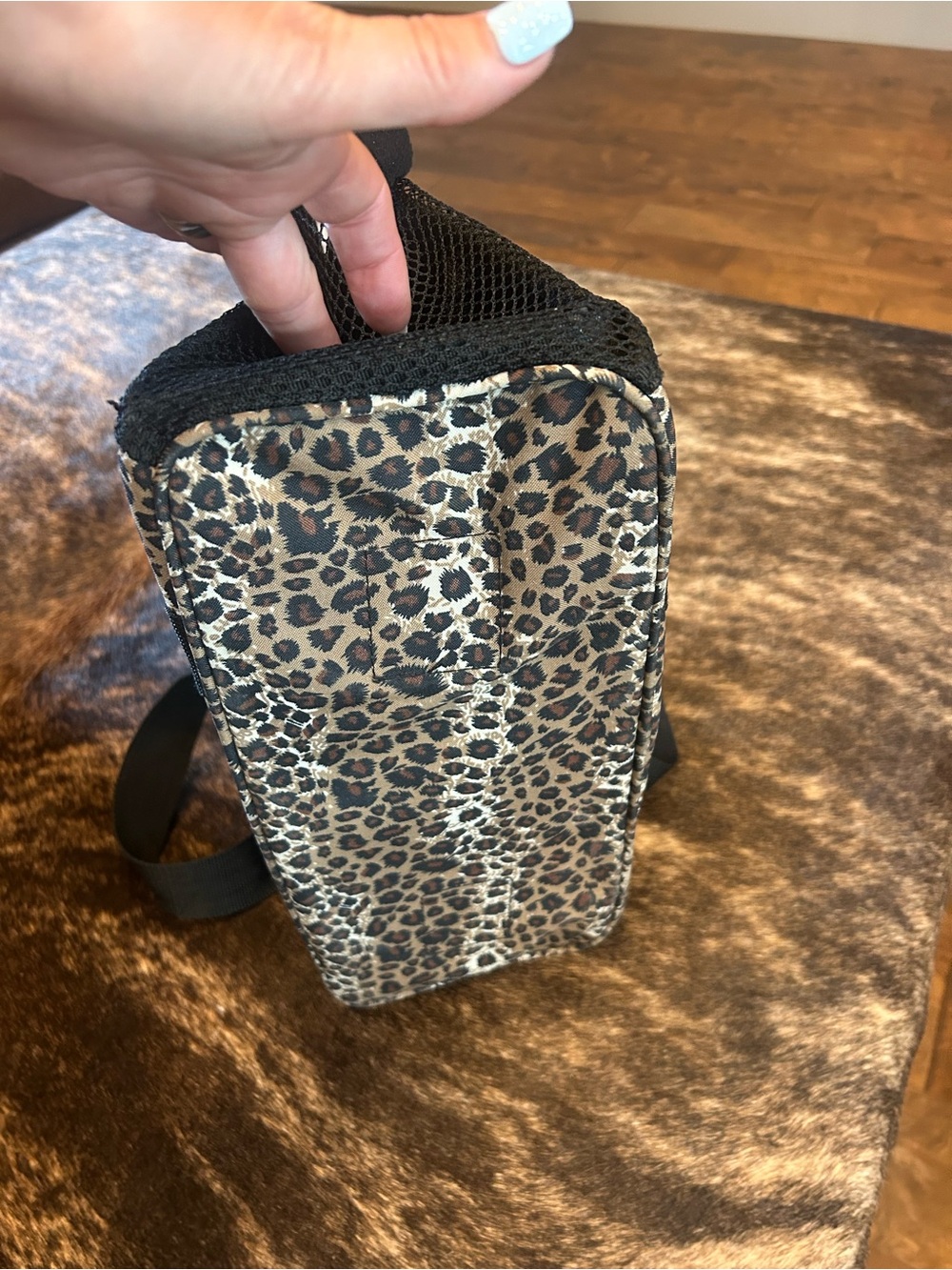 Leopard Print Tote Bag with Black Straps - Picture 3 of 3